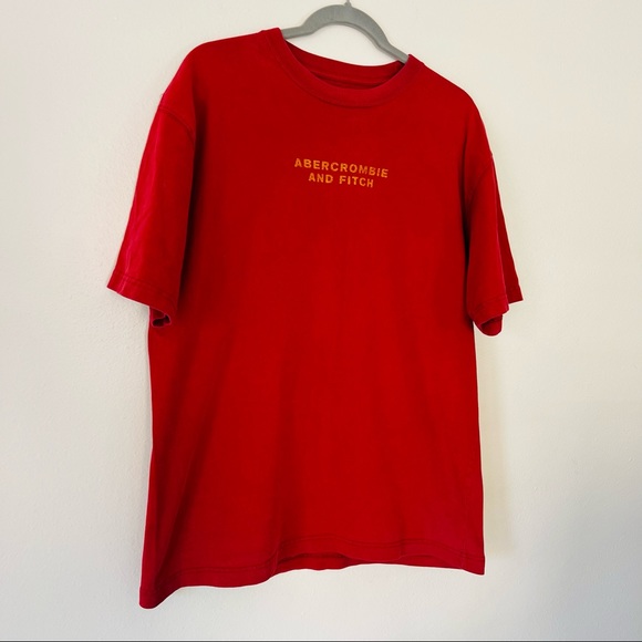 Vintage Abercrombie 100% heavy cotton t-shirt top red logo - Picture 7 of 11